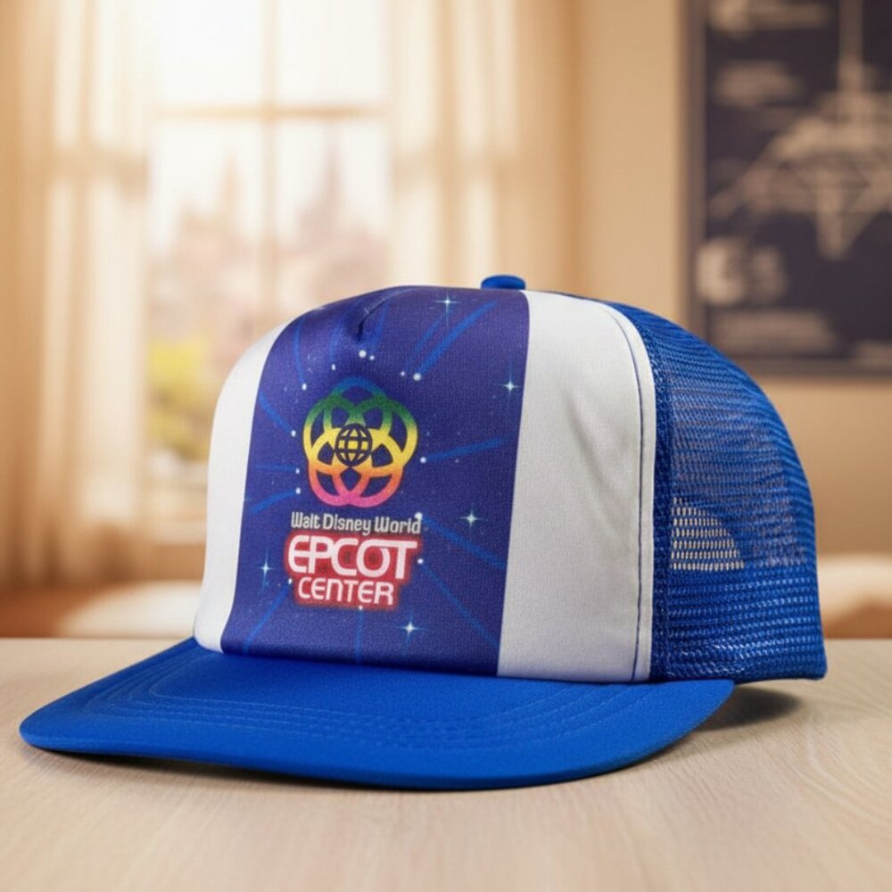Vintage Walt Disney World EPCOT Center Trucker Hat Snapback Cap 1980s OSFA Blue